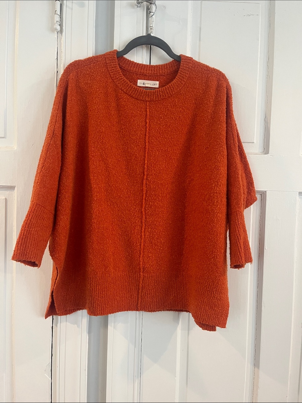 LOFT Women's Deep Burnt Orange Cozy Crewneck Sweater
